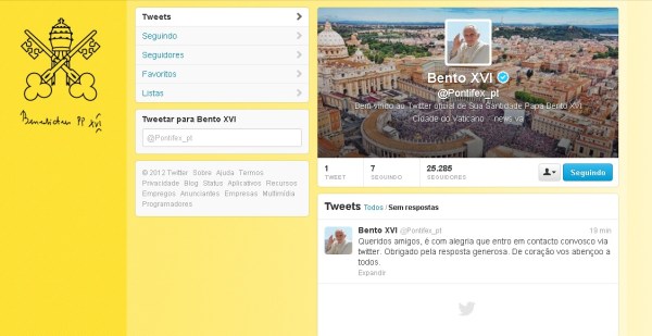 1ª twitter do papa
